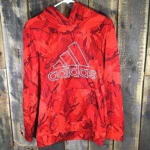 Adidas red camo hoodie pullover sweatshirt kids XL